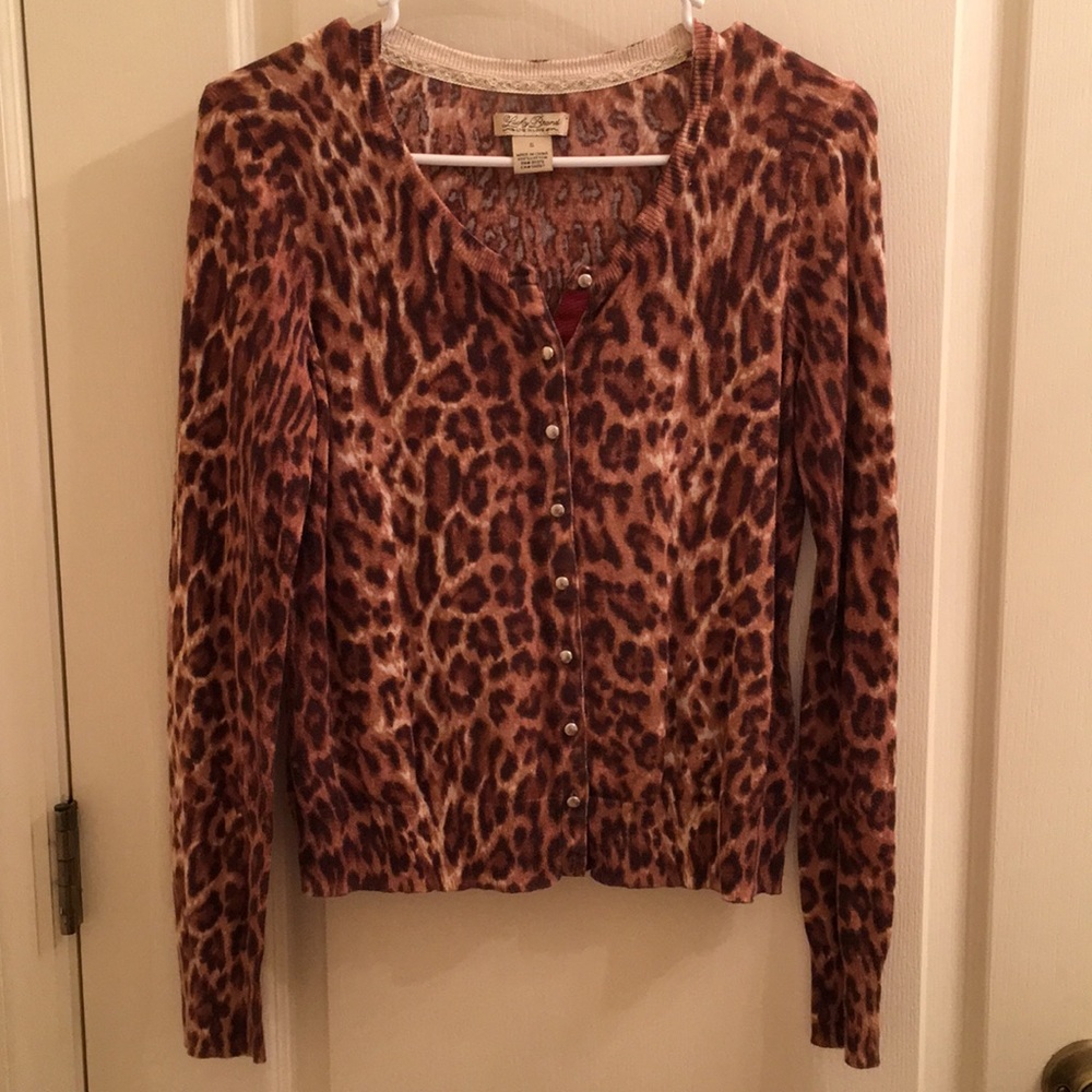 Lucky brand leopard print button up cardigan